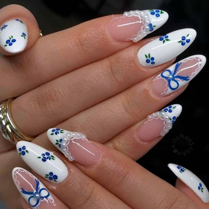 Artistic Floral Gel Nail Enhancements