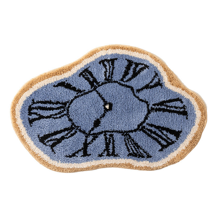 Decorative hand-tufted rug mat in organic clock shape Kalsten