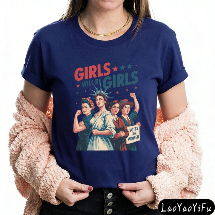 Women's nan vintage-inspired feminist graphic t-shirt with suffragette illustration Kalsten