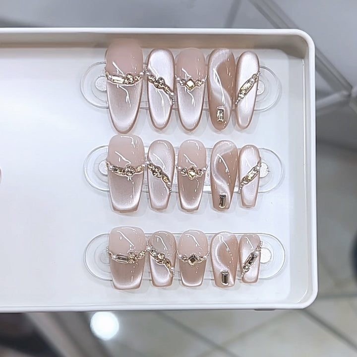 Stylish Rhinestone-Accented Press-On Nail Set Kalsten