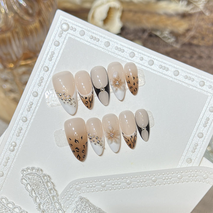 Artistic Leopard-Print Press-On Nail Set Kalsten