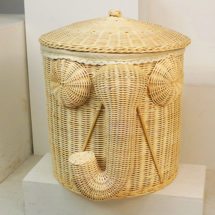 Whimsical Elephant-Themed Woven Storage Bin Kalsten