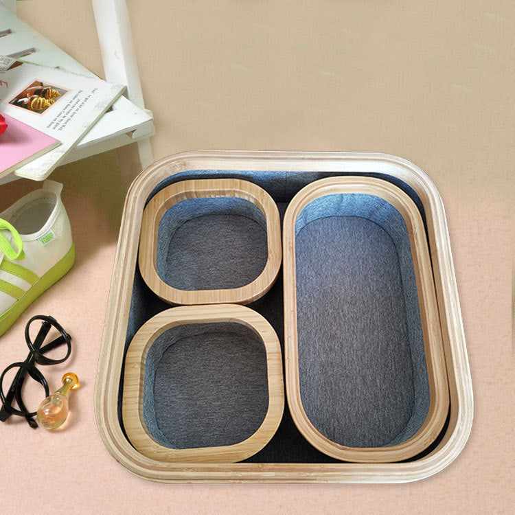 Storage basket set with bamboo frame and fabric inserts Kalsten