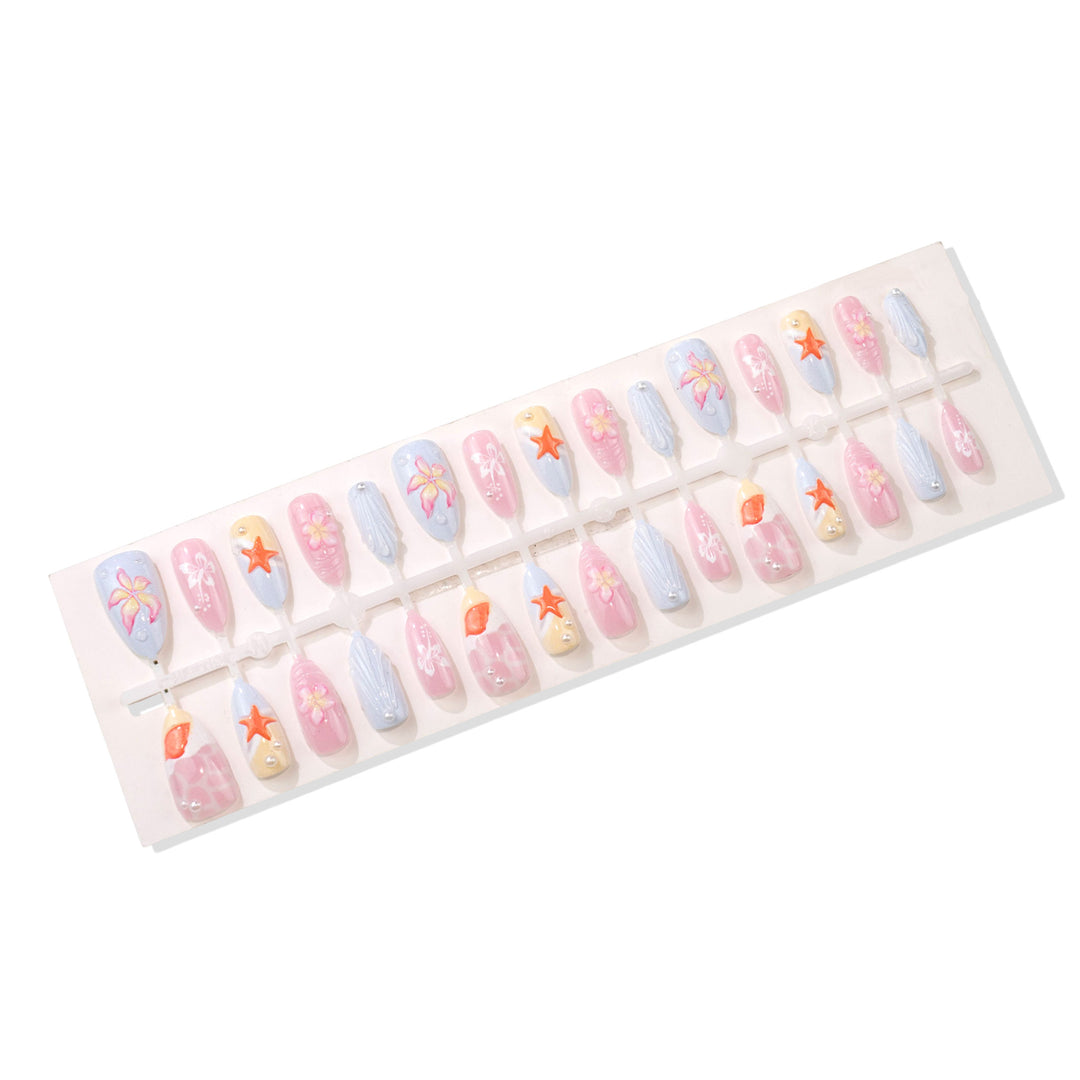 Tropical-Inspired Decorative Press-On Nail Art Set