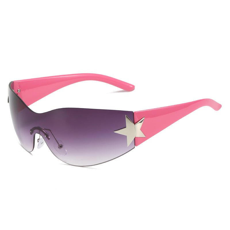 Fashion-Forward Shield Sunglasses with Star Accent Kalsten
