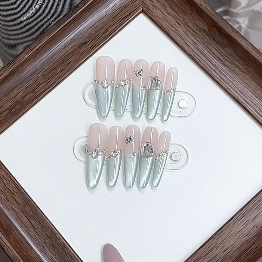 Elegant Press-On Nail Set with Crystal Accents Kalsten