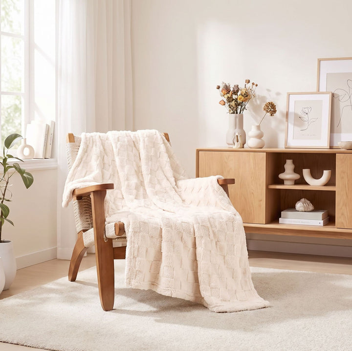 Textured Plush Home Throw Blanket