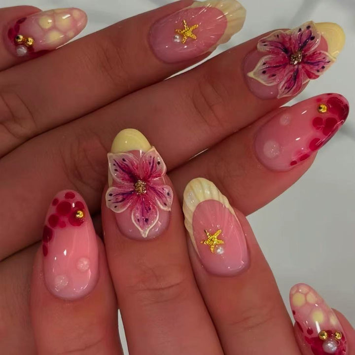 Floral 3D Press-On Nail Art Kalsten