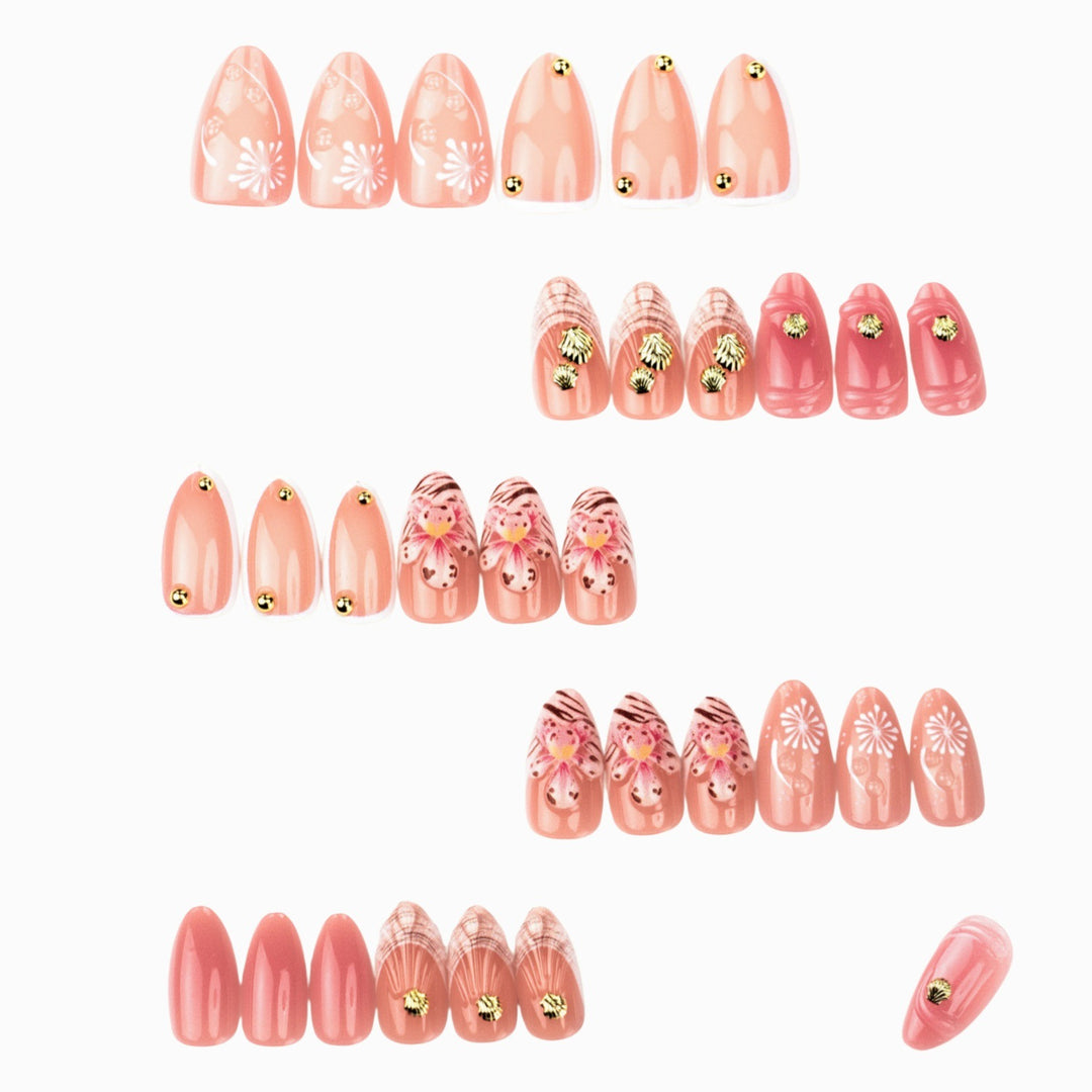 Elegant Floral Embellished Press-On Nail Set Kalsten