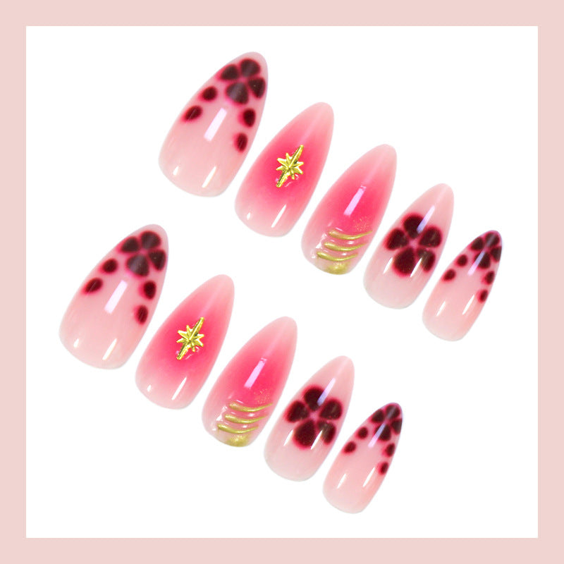 Artificial nails with elegant flower and glitter patterns Kalsten