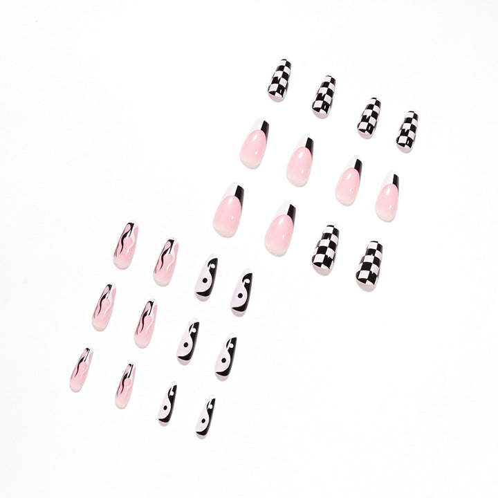 Artificial nail art with modern graphic design Kalsten