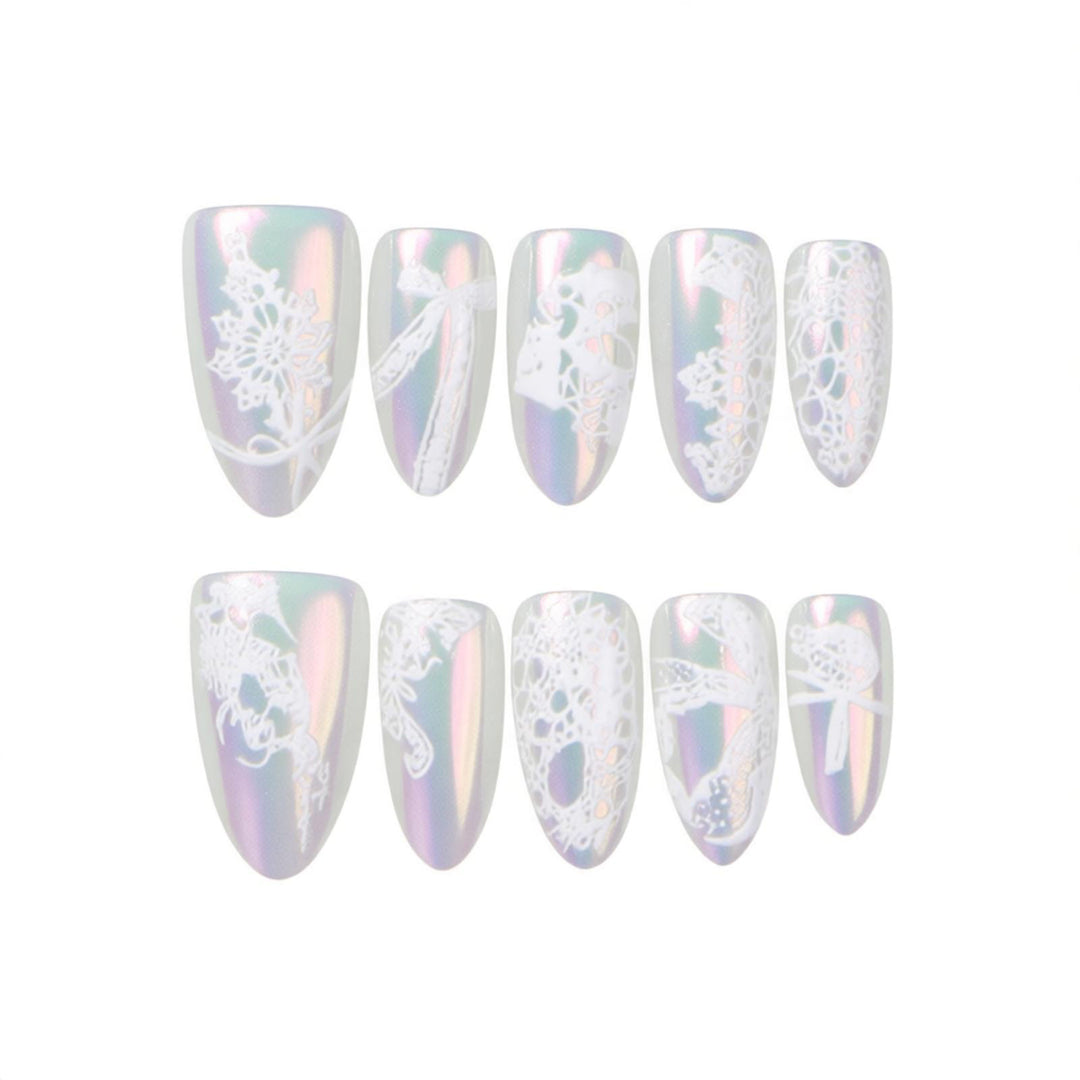 Elegant Lace Press-On Nail Art Set Kalsten