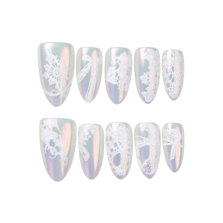 Elegant Lace Press-On Nail Art Set Kalsten