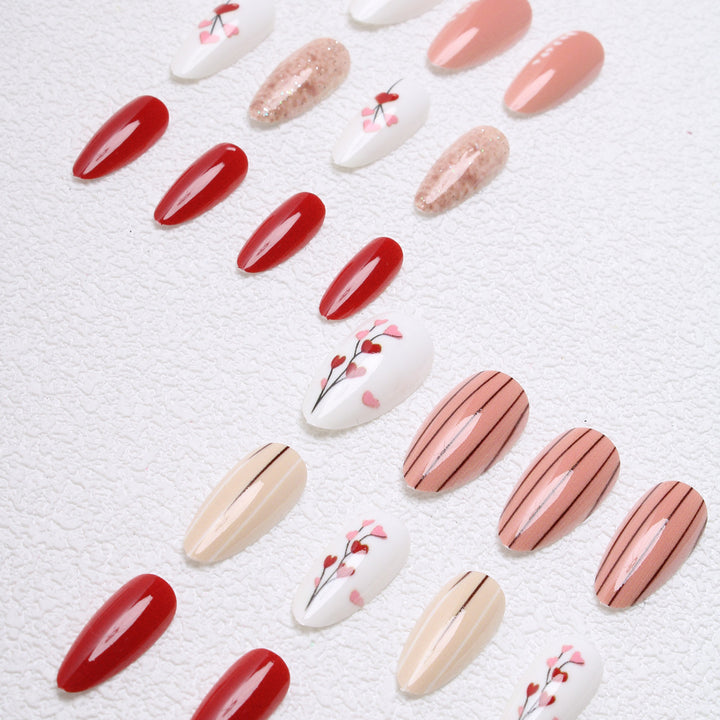 Artistic Heart-Designed Press-On Nails Kalsten