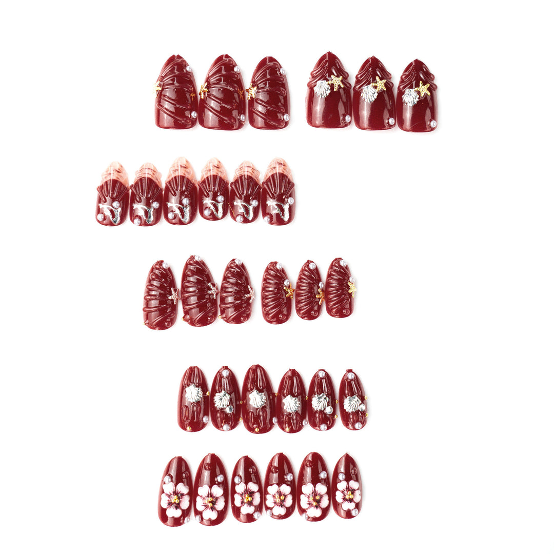 Premium artificial nails with floral and maritime motifs Kalsten