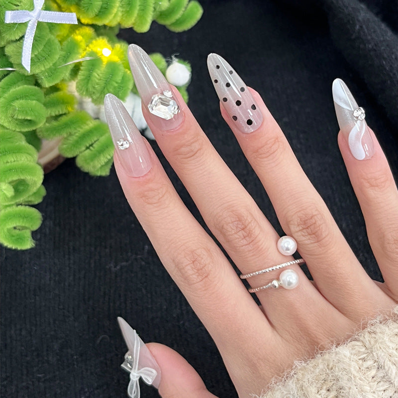 Decorative Stiletto Press-On Nails with Rhinestone Embellishments Kalsten