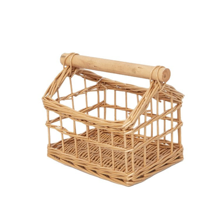 Handcrafted storage basket with wooden handle Kalsten
