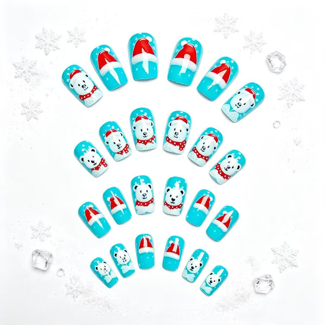 Artificial nails with winter polar bear design Kalsten