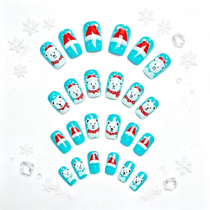 Artificial nails with winter polar bear design Kalsten