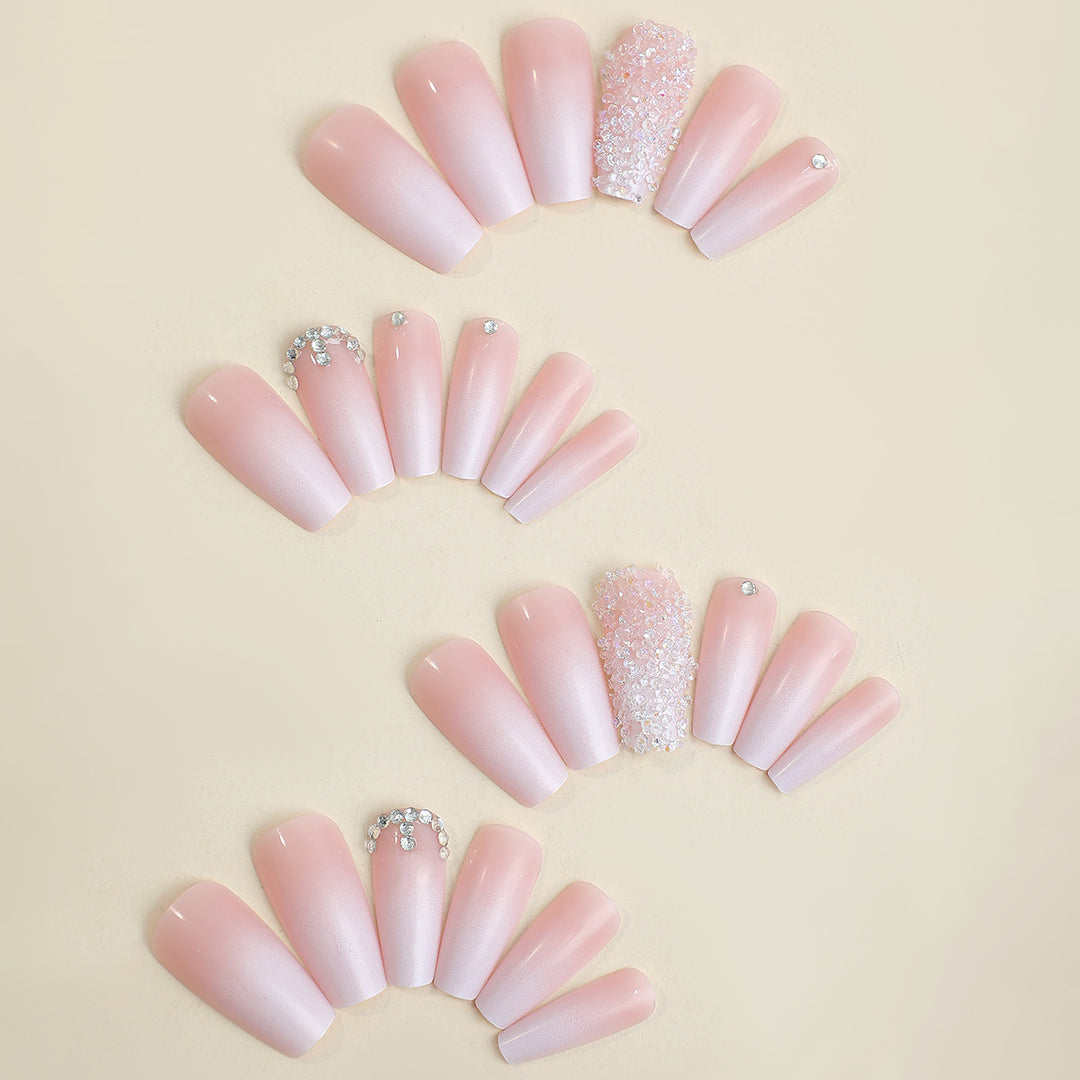 Artificial nail set with elegant glitter and flower decorations Kalsten