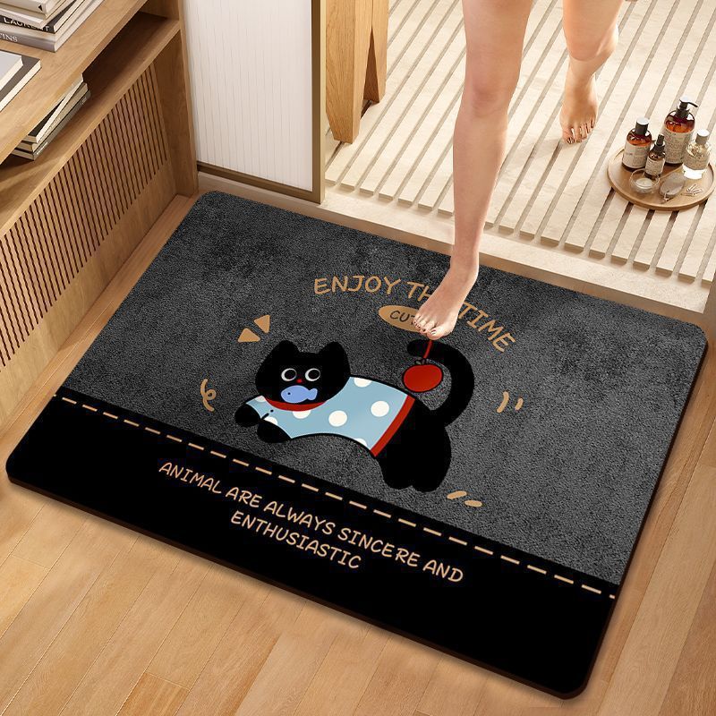 Cute Cartoon Dog-Themed Plush Bath Mat