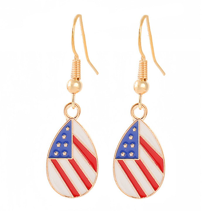 Ladies enamel earrings horseshoe with star stripe motif Kalsten