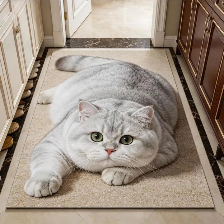 Plush Cat-Themed Area Mat