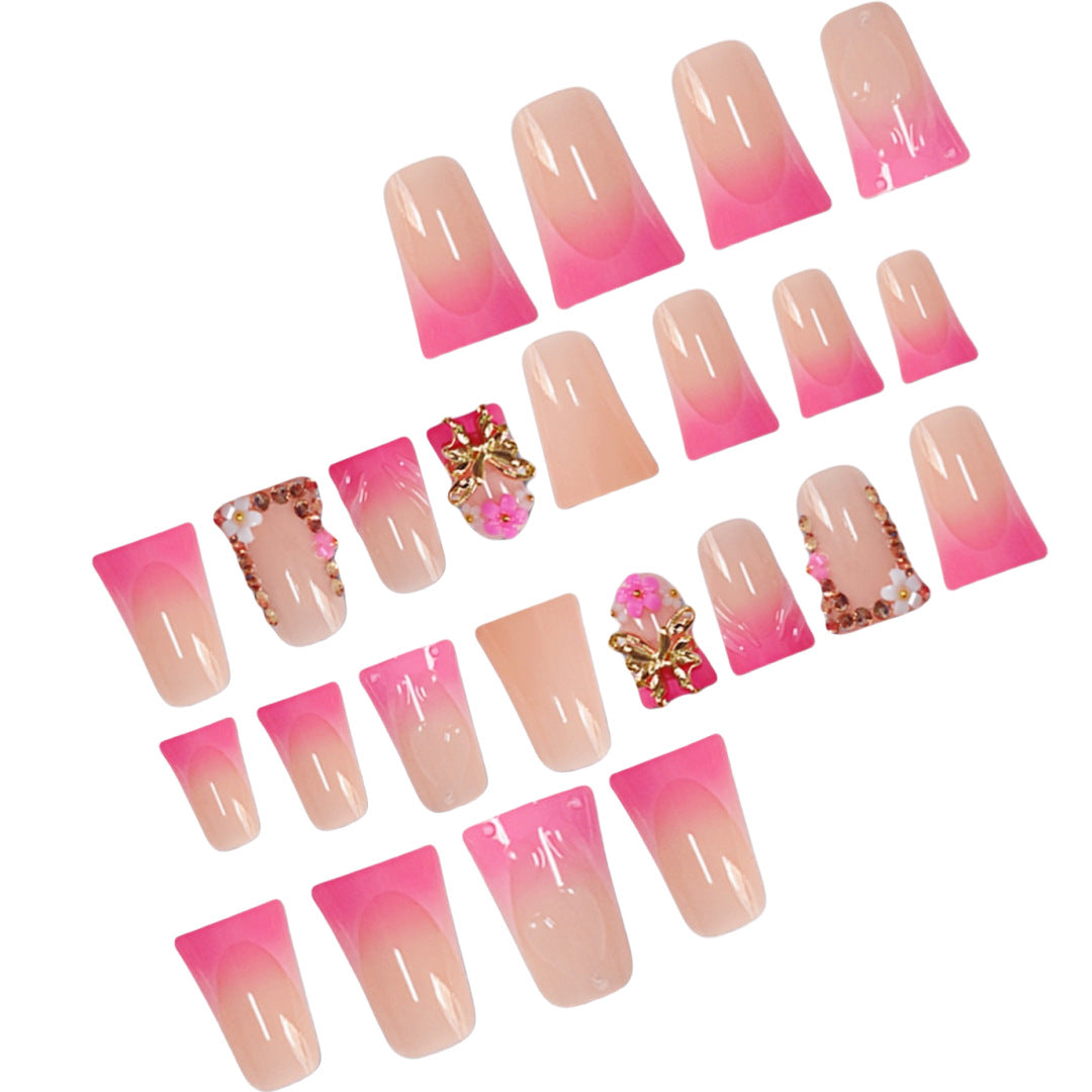 Artistic Long Nail Extensions with Floral Accents Kalsten