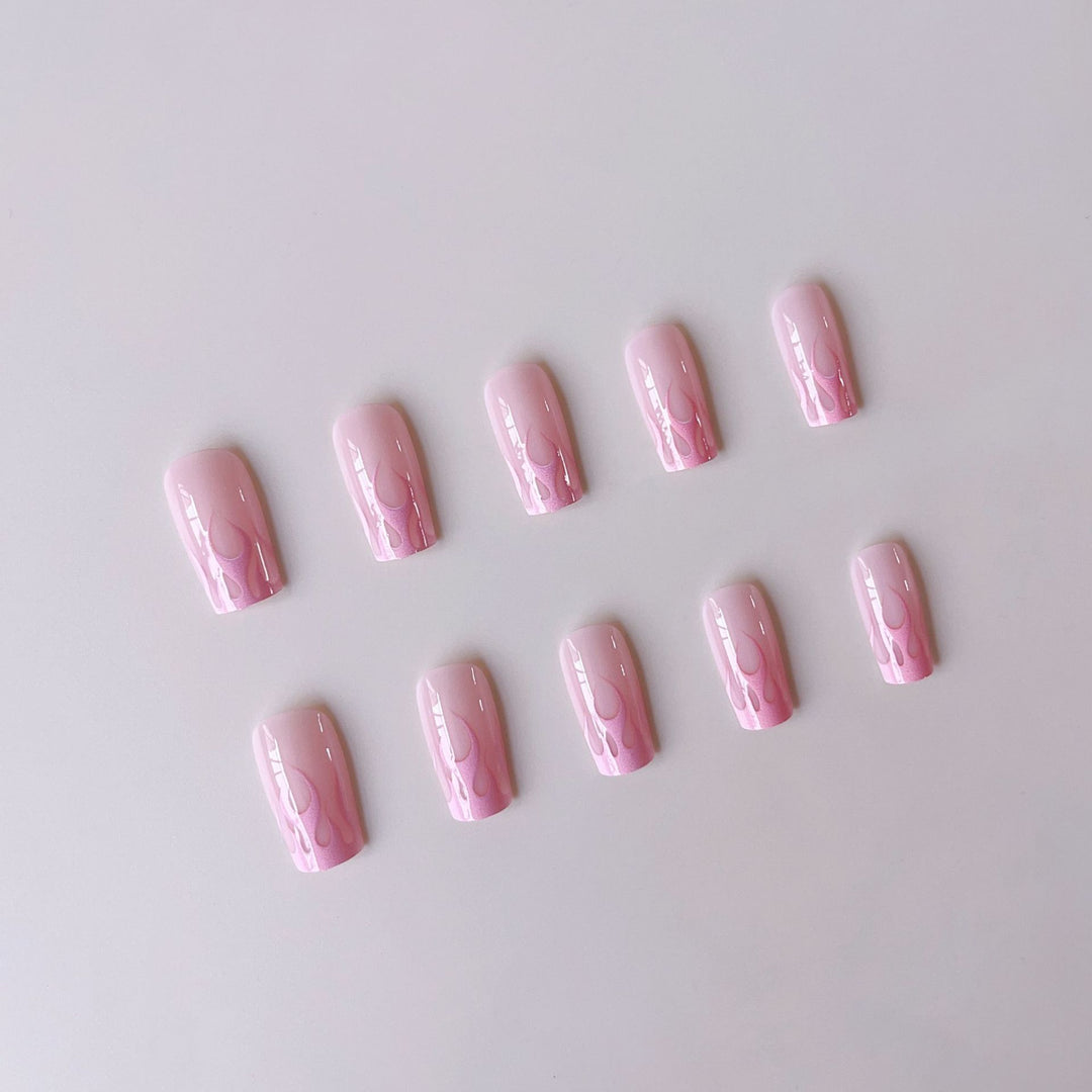 Nail art set with creative gradient and stylish flame details Kalsten