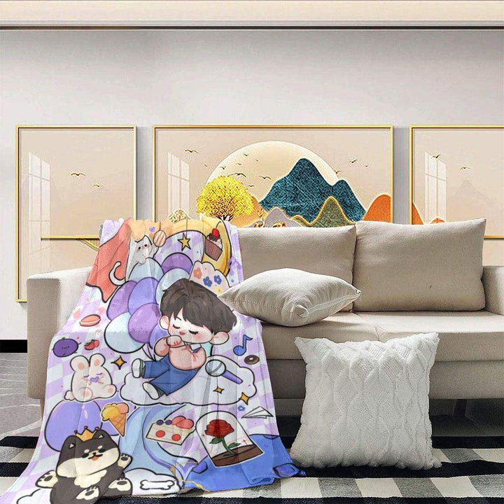 Cartoon Print Fleece Blanket  1788504996