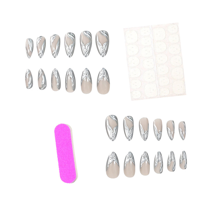 Elegant Metallic Marble Press-On Nail Art Kalsten