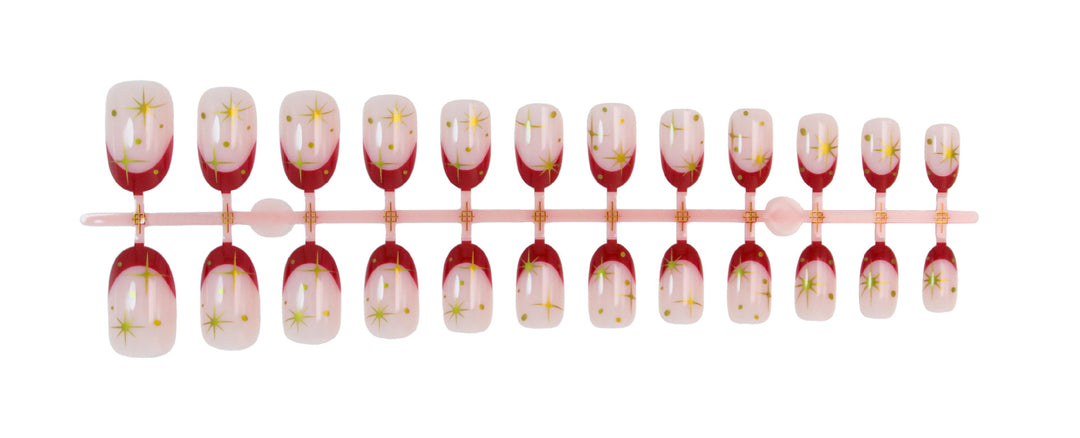 Artificial nail set with glamorous star designs and elegant color gradient Kalsten