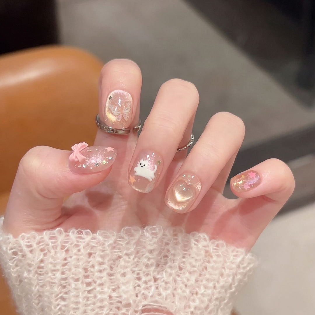 Whimsical Press-On Nail Art Set with Playful Character Designs Kalsten