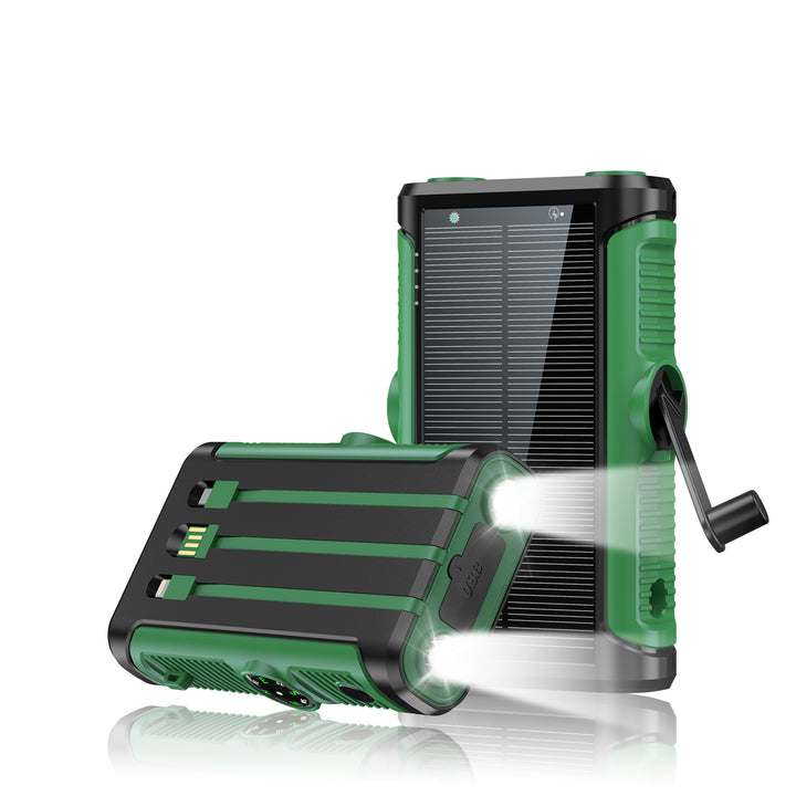 Portable solar battery with integrated hand crank charger Kalsten