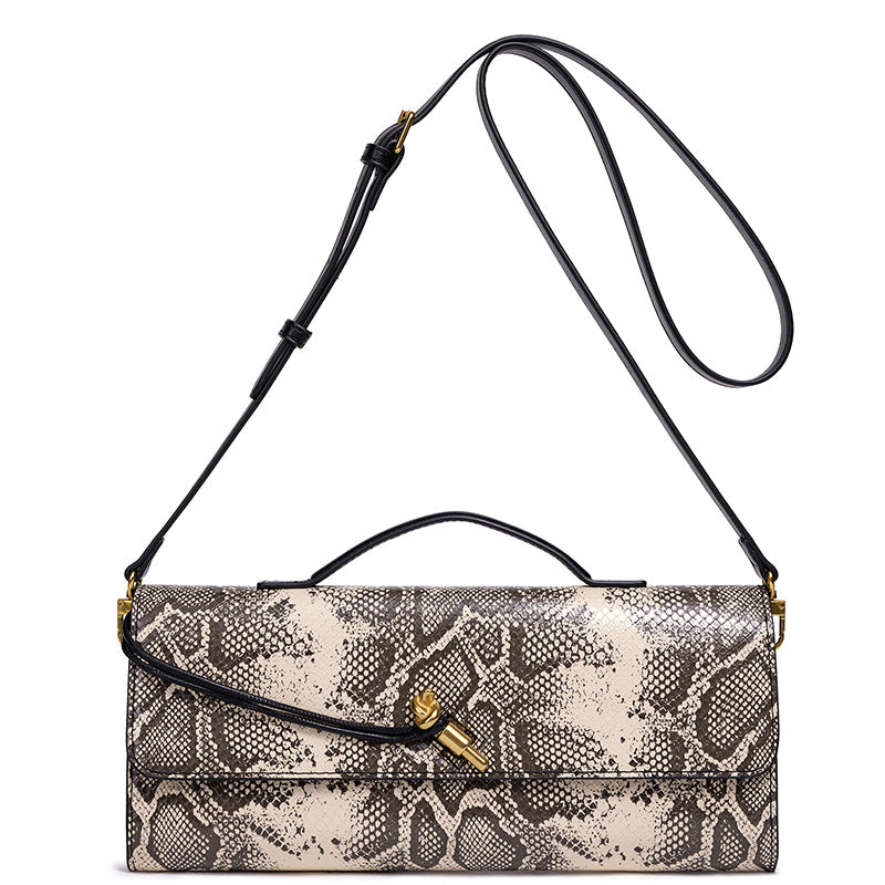 Elegant Textured Snakeskin Evening Clutch Kalsten