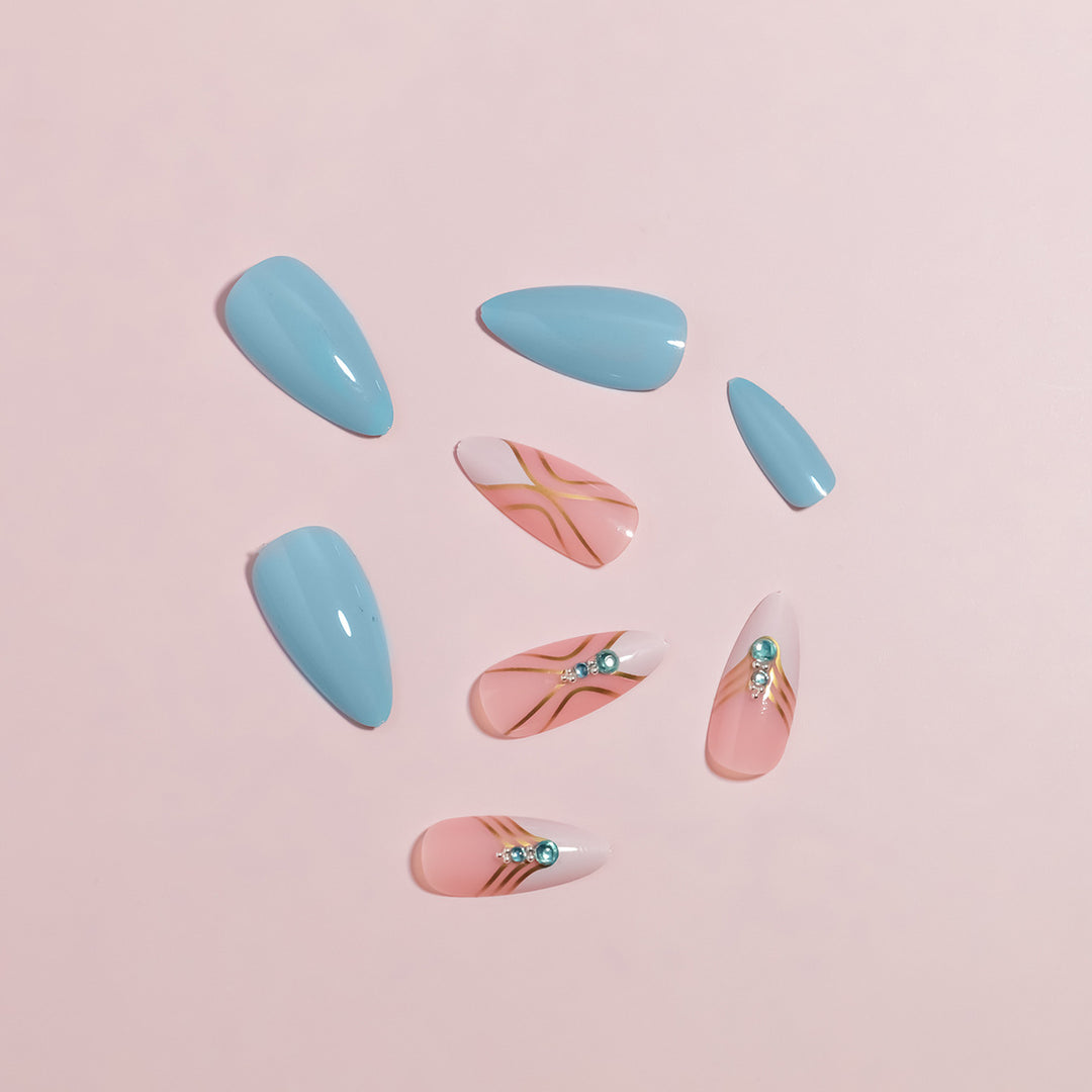 Artistic Press-On Nail Set with Elegant Detailing Kalsten