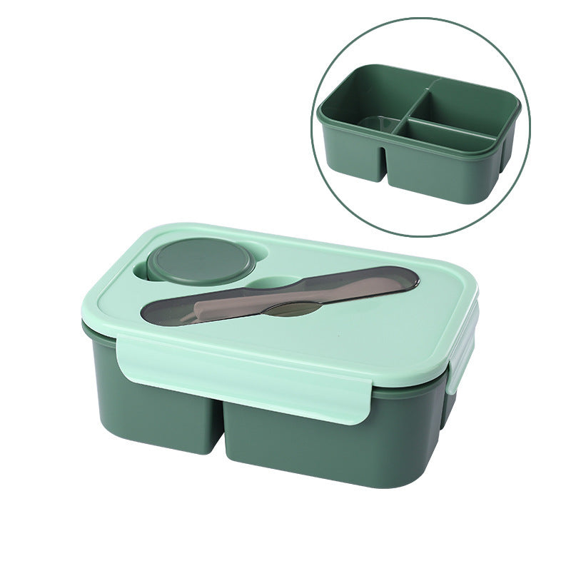 Multi-Compartment Bento Food Storage Box with Built-In Utensils
