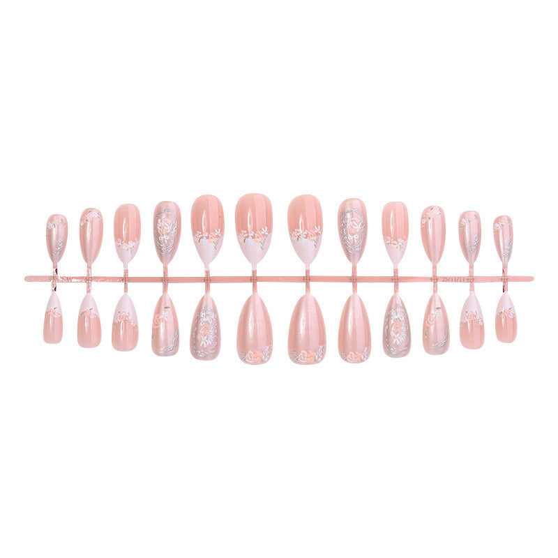 Acrylic nail set with elegant floral and glitter motifs Kalsten