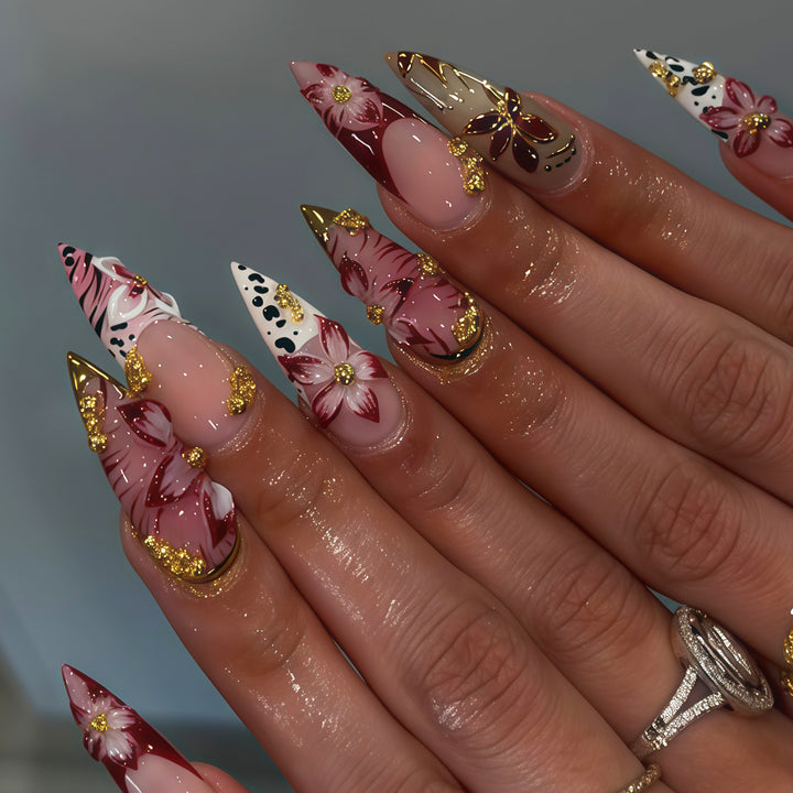 Artistic Long Stiletto Nail Design Kalsten