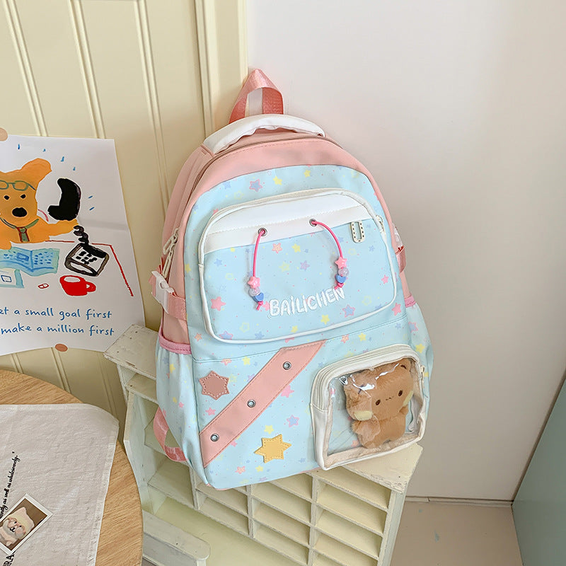 Playful Starry Patterned School Backpack