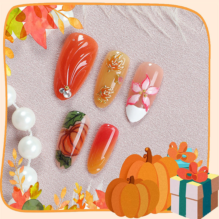 Artistic Fall-Themed Press-On Nail Set