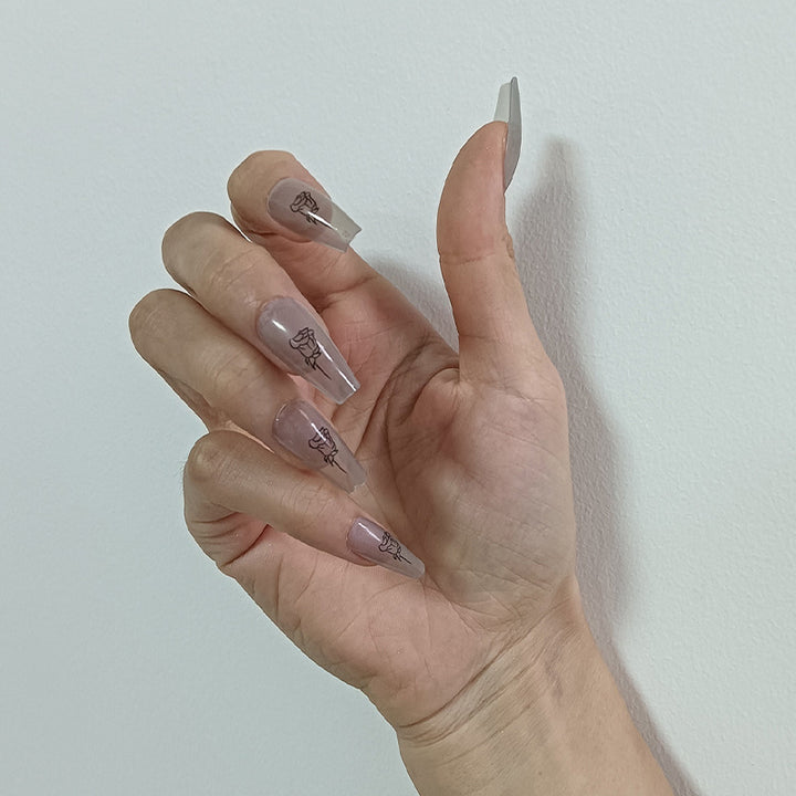 Artificial nails with floral minimalism Kalsten