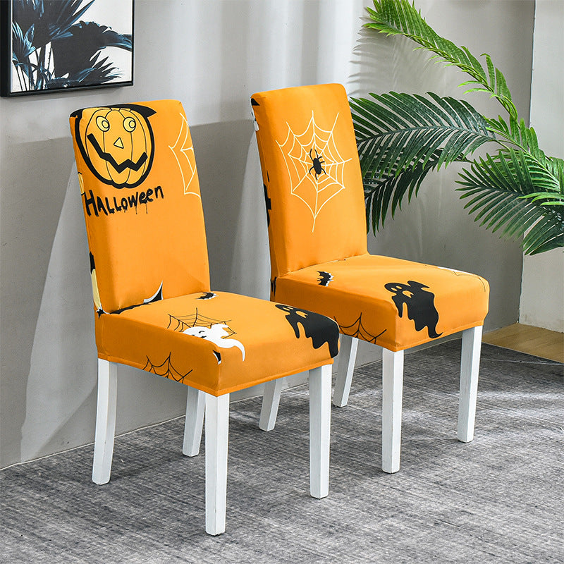 Elastic chair covers with Christmas design for high backrests
