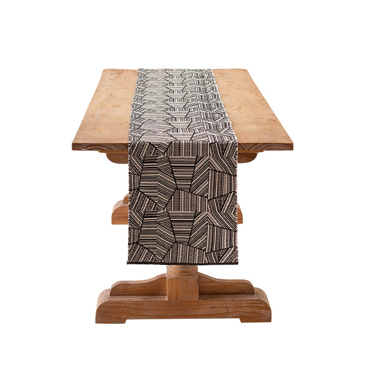 Modern cotton table runner with geometric line jacquard Kalsten