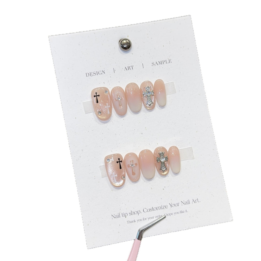 Artificial nail tips with cross design Kalsten