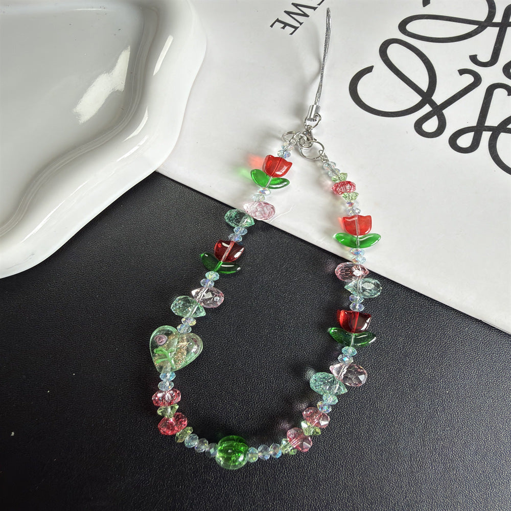 Floral Beaded Phone Lanyard Kalsten