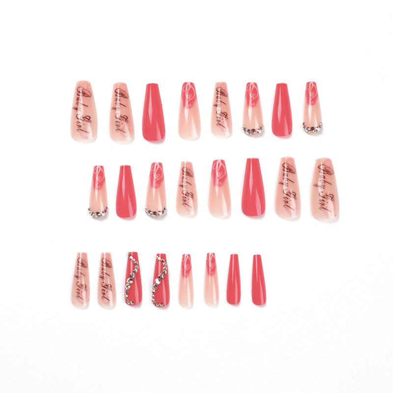Artificial nail art with luxurious rhinestone and flower decorations Kalsten