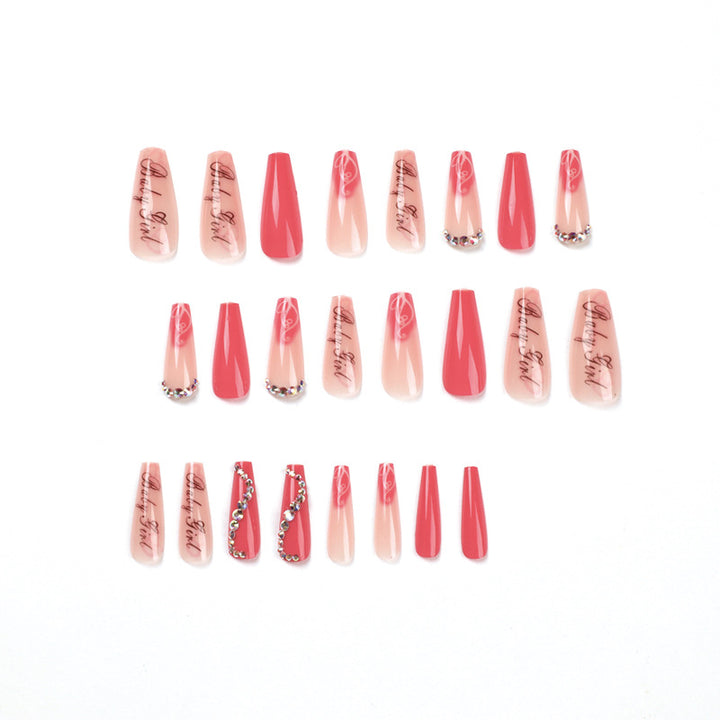Artificial nail art with luxurious rhinestone and flower decorations Kalsten
