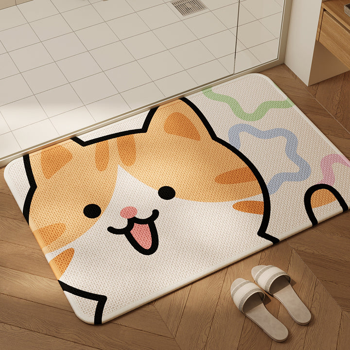 Decorative Cat-Themed Bath Mat Kalsten