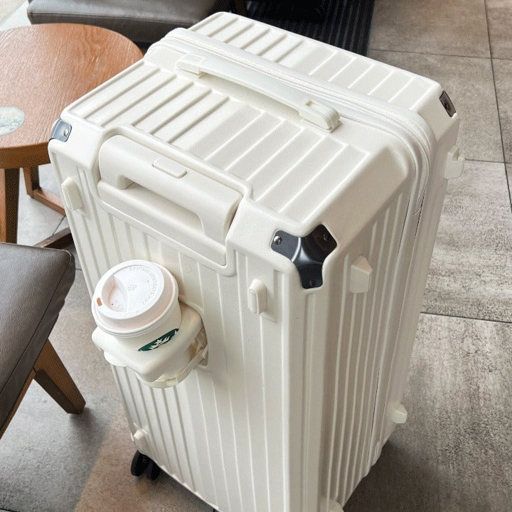 Unisex Multi-Functional Hard Shell Luggage with Beverage Holder Kalsten